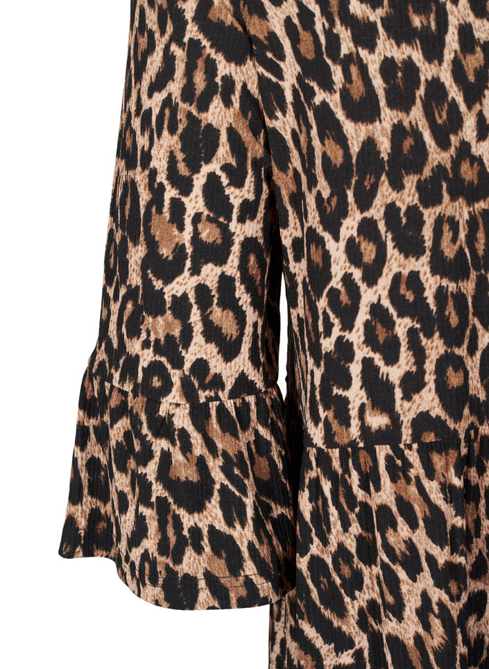 Short A-line dress with leopard print, Brown, Packshot image number 3