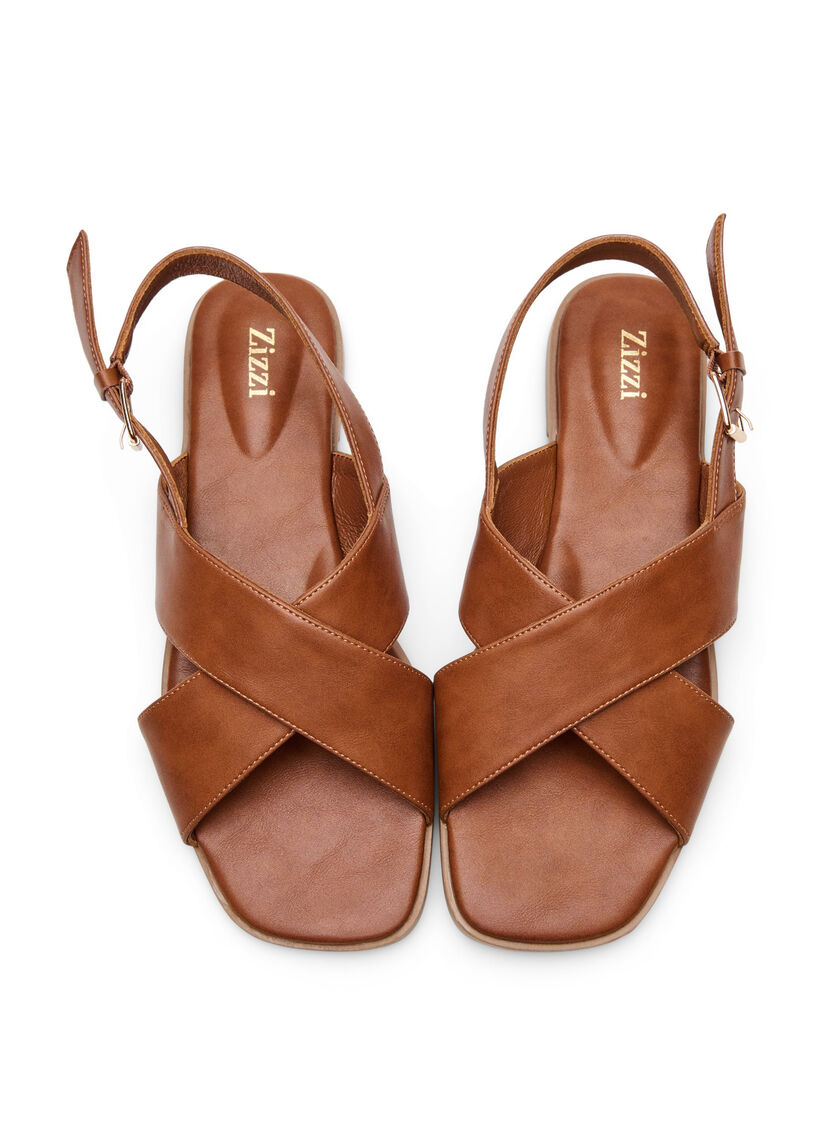 Leather sandal with criss-cross straps, Brown, Model image number 0