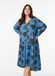 Printed viscose midi dress with long sleeves, Blue, Model image number 0