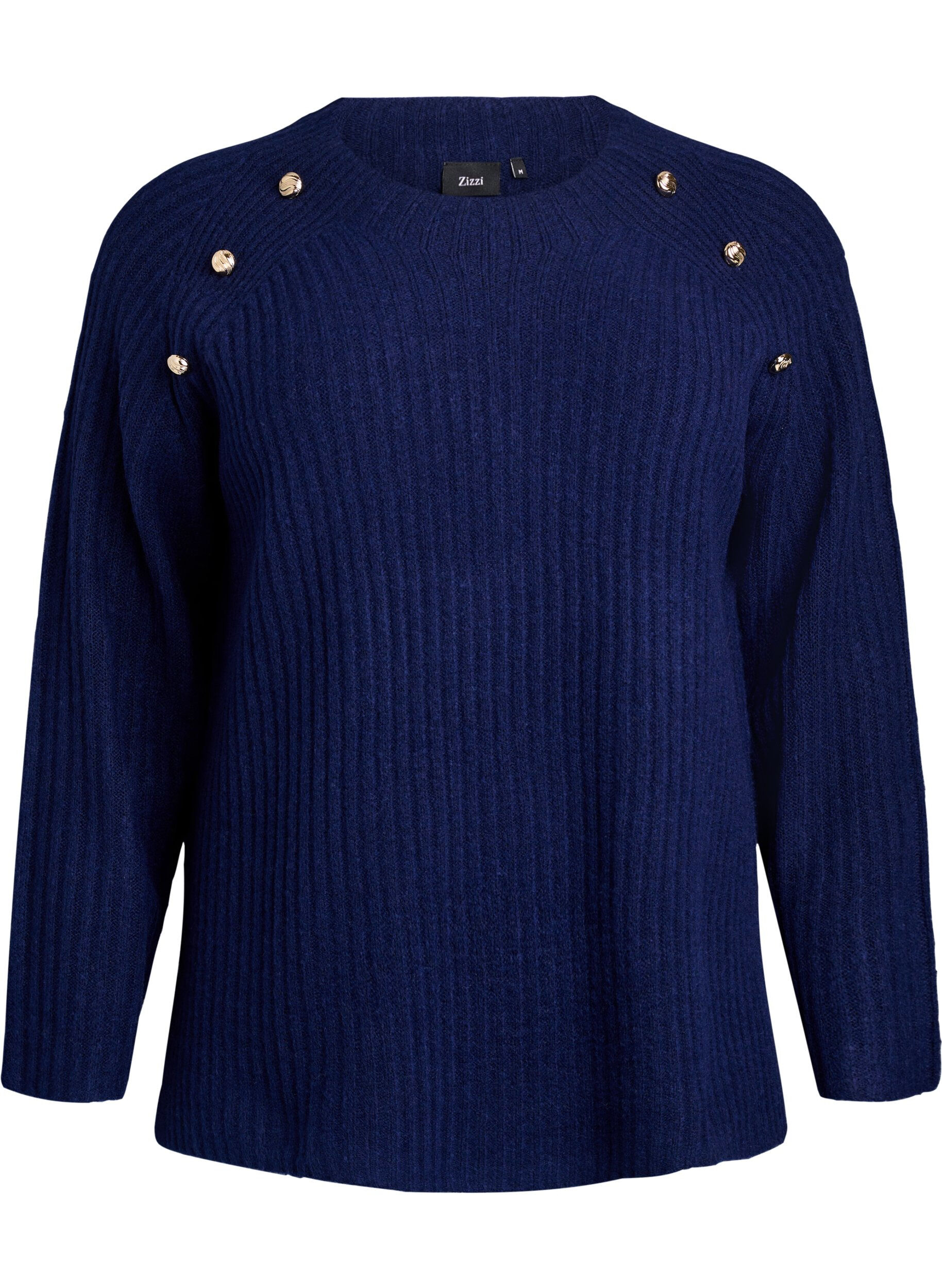 Ribbed jumper with decorative buttons