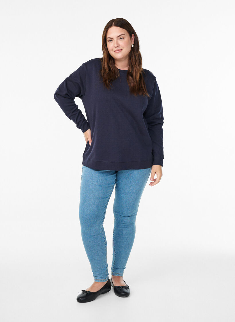 Sweatshirt with crew neck, Blue, Model image number 1