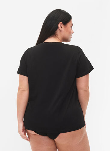 Cotton t-shirt with print and short sleeves, Black Take The Time, Model image number 1