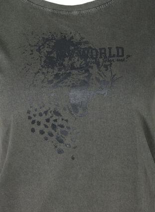 Short-sleeved t-shirt with acid wash and smock, Dark grey acid wash, Packshot image number 2