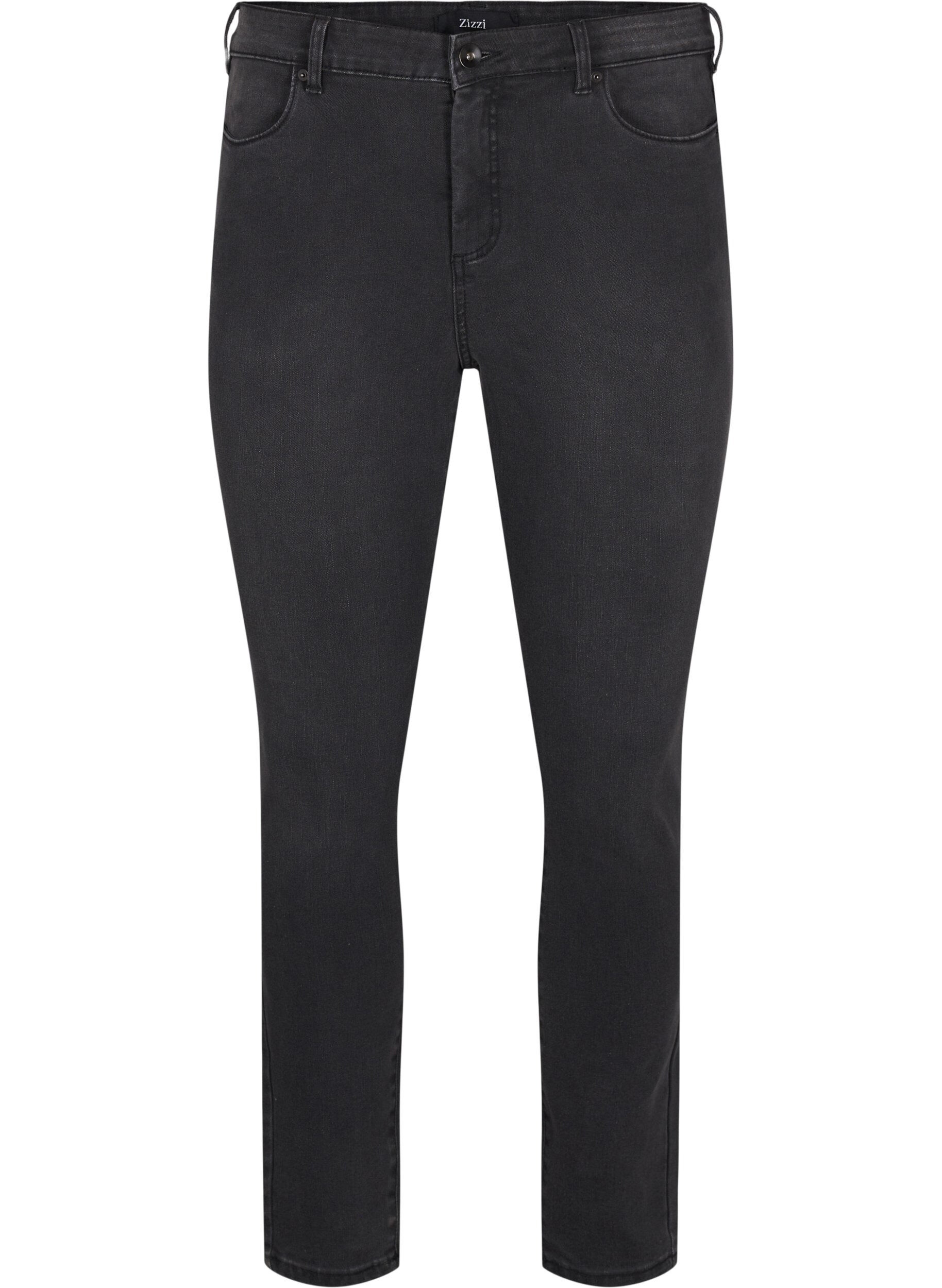 Zizzifashion Amy jeans with a high waist and super slim fit, Dark Grey, Packshot image number 0