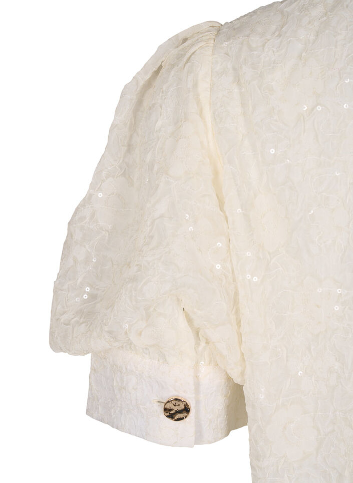 Party blouse with sequins and 1/2 sleeves, Vanilla, Packshot image number 3
