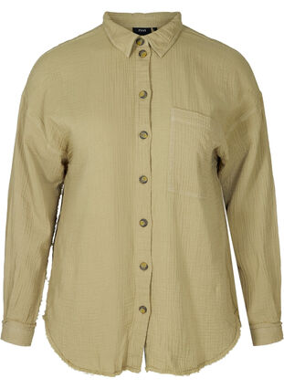 Textured shirt in cotton, Aloe, Packshot image number 0