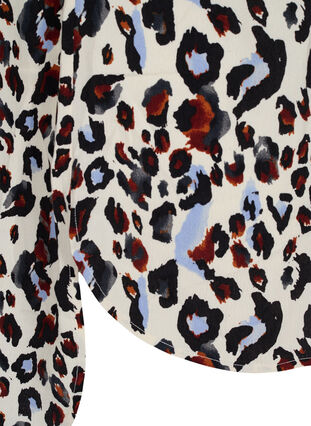 Printed viscose tunic with buttons, White Leo Print, Packshot image number 3