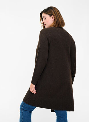Marled knit cardigan with pockets, Coffee Bean Mel., Model image number 1