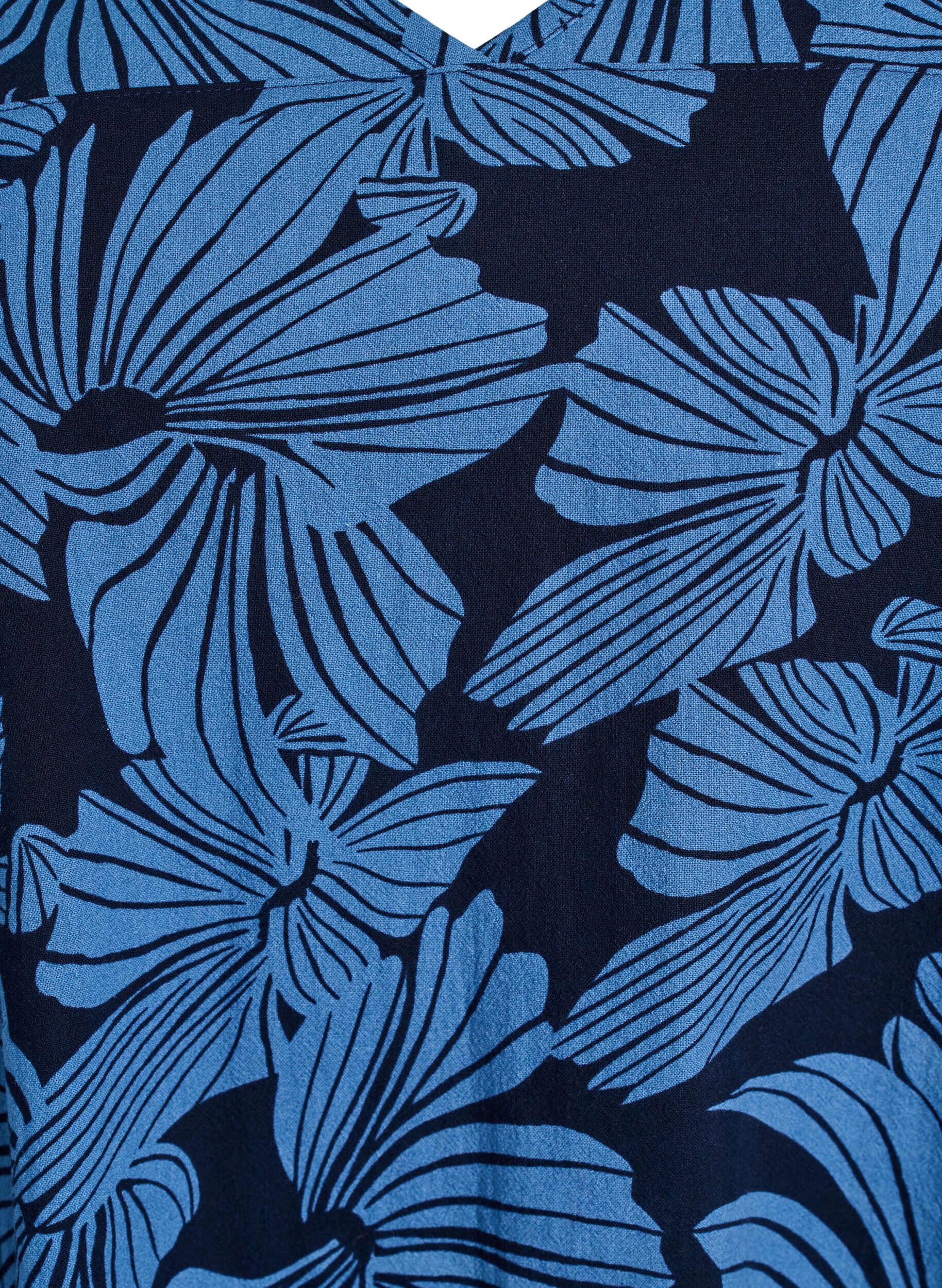 ZizzifashionShort a-line dress with floral print, Blue, Packshot image number 2