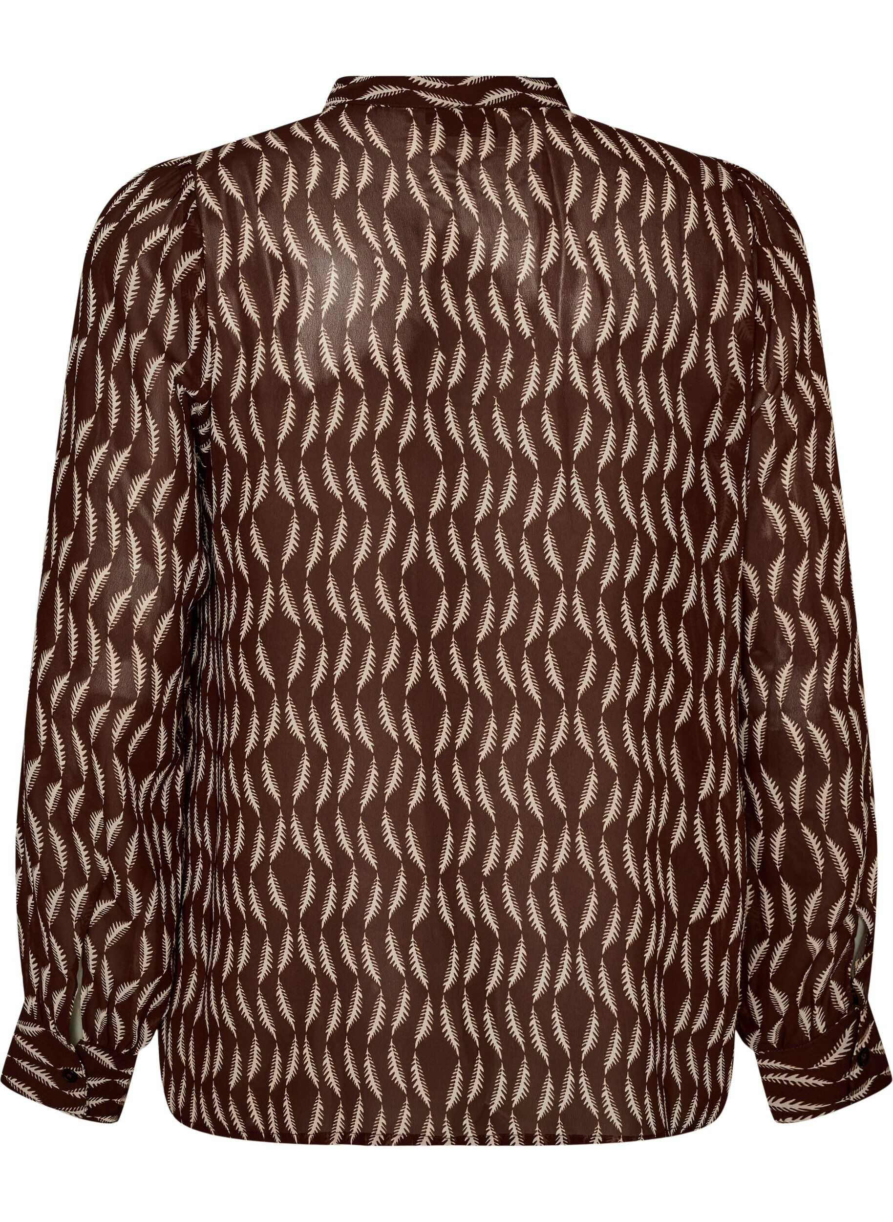 ZizzifashionBlouse with all-over print and short button placket, Brown, Packshot image number 1