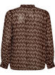 Blouse with all-over print and short button placket, Brown, Packshot image number 1