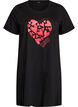 Short-sleeved nightgown in organic cotton, Black, Packshot image number 0
