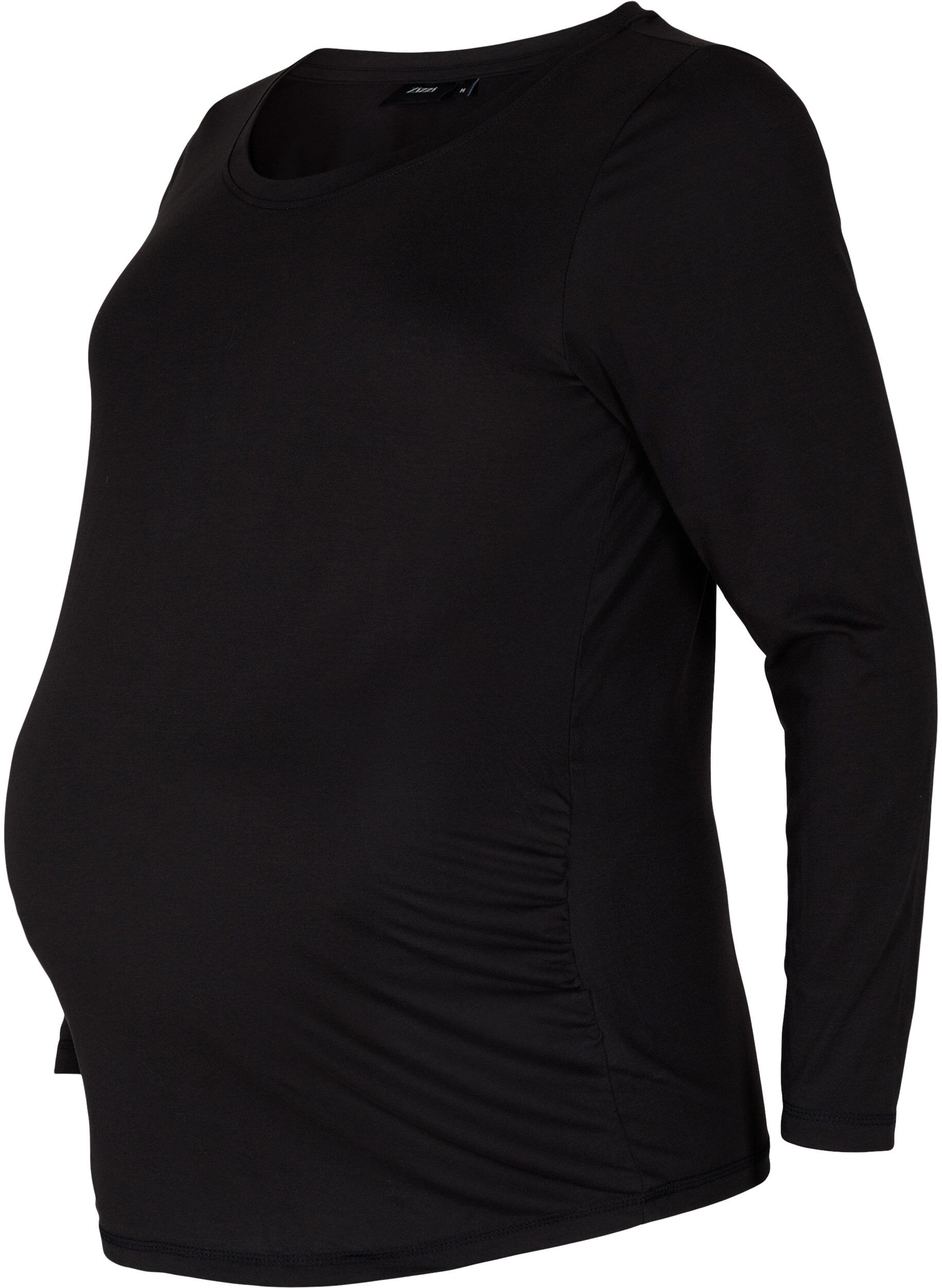 Zizzifashion 	 Basic maternity top with long sleeves, Black, Packshot image number 0