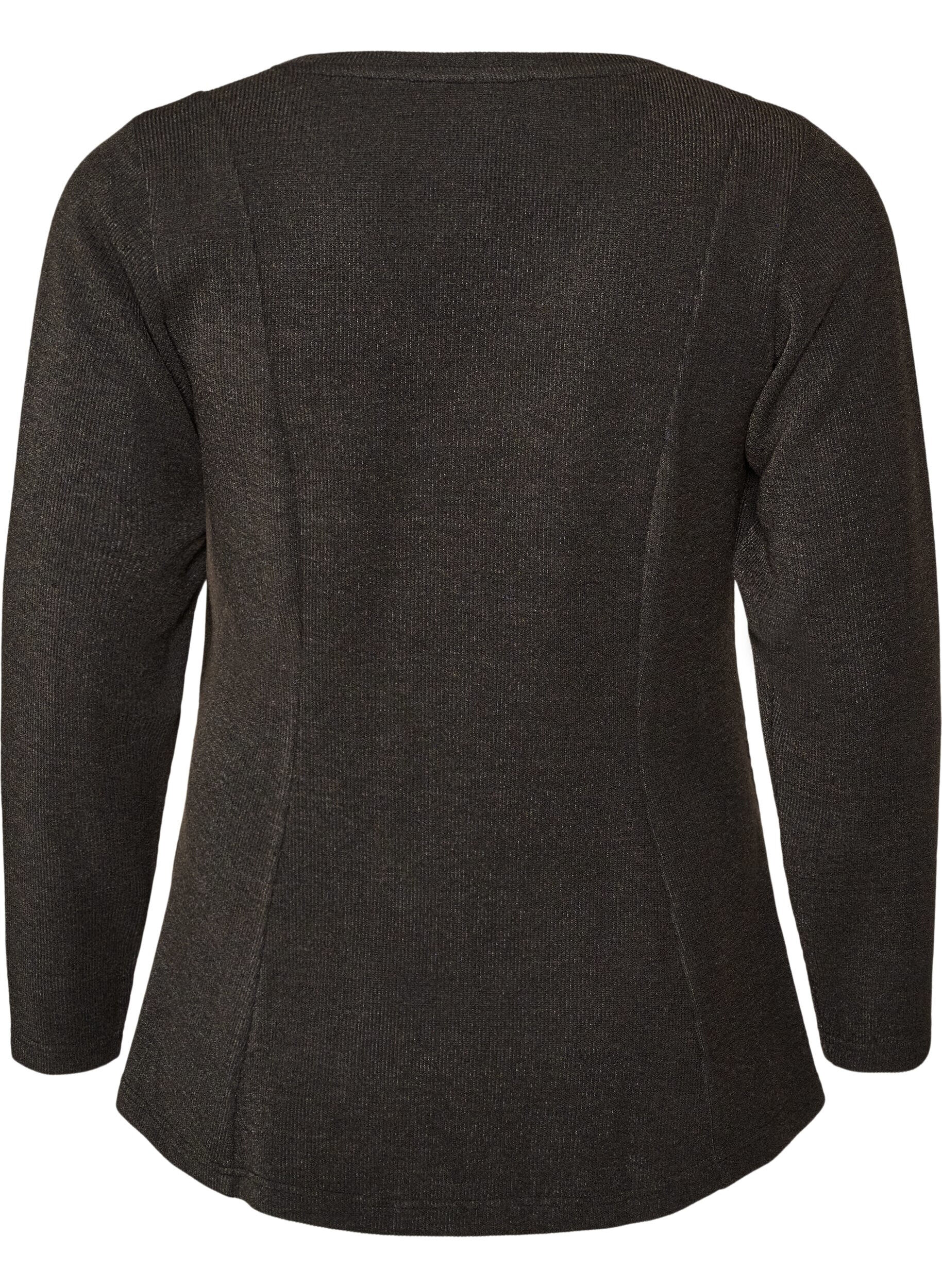 ZizzifashionJersey blouse with a ribbed texture and an A-line fit, Black, Packshot image number 1