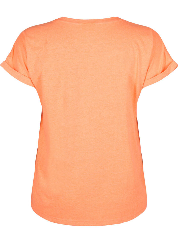 Neon colored cotton t-shirt, Coral, Packshot image number 1
