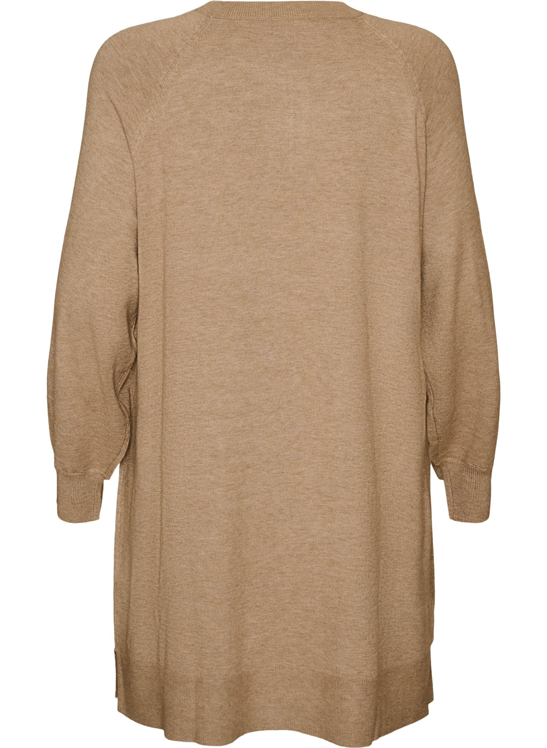 ZizzifashionShort knitted dress with raglan sleeves and a centre seam, Beige, Packshot image number 1