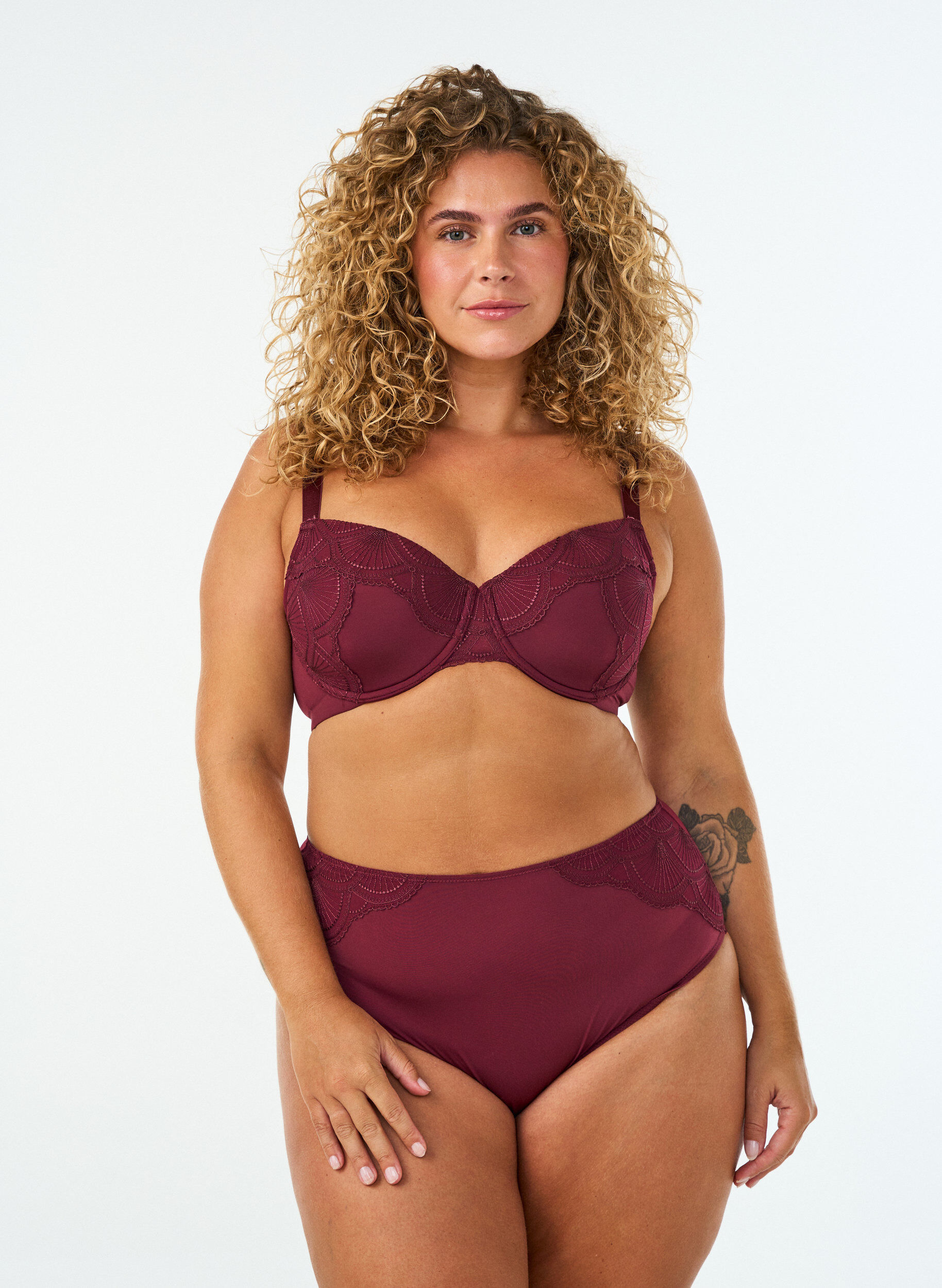 ZizzifashionBriefs with mesh and embroidered lace trims, Red, Model image number 0