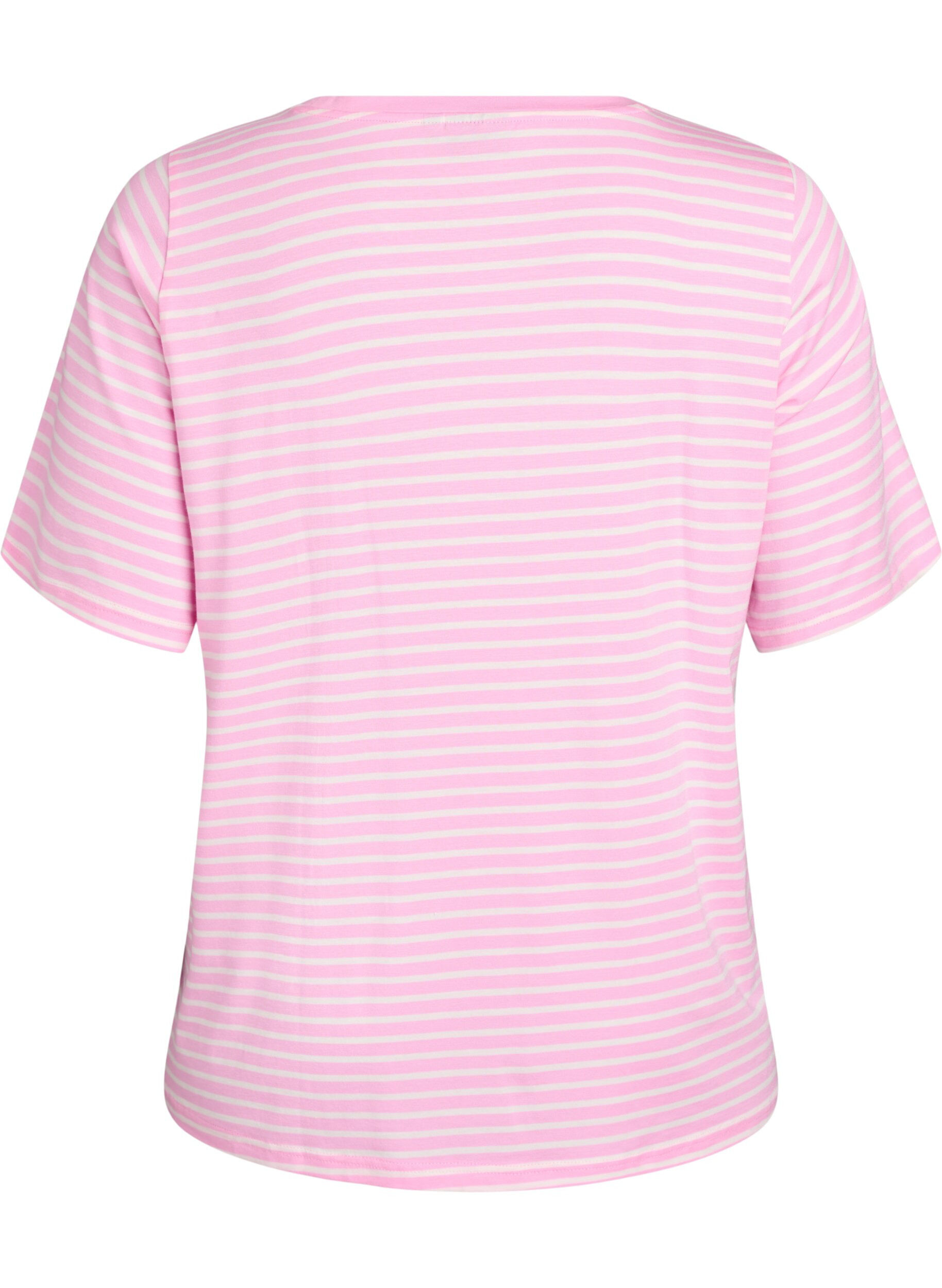 Zizzifashion T-shirt with TENCEL&trade; Lyocell and stripes, Pink, Packshot image number 1