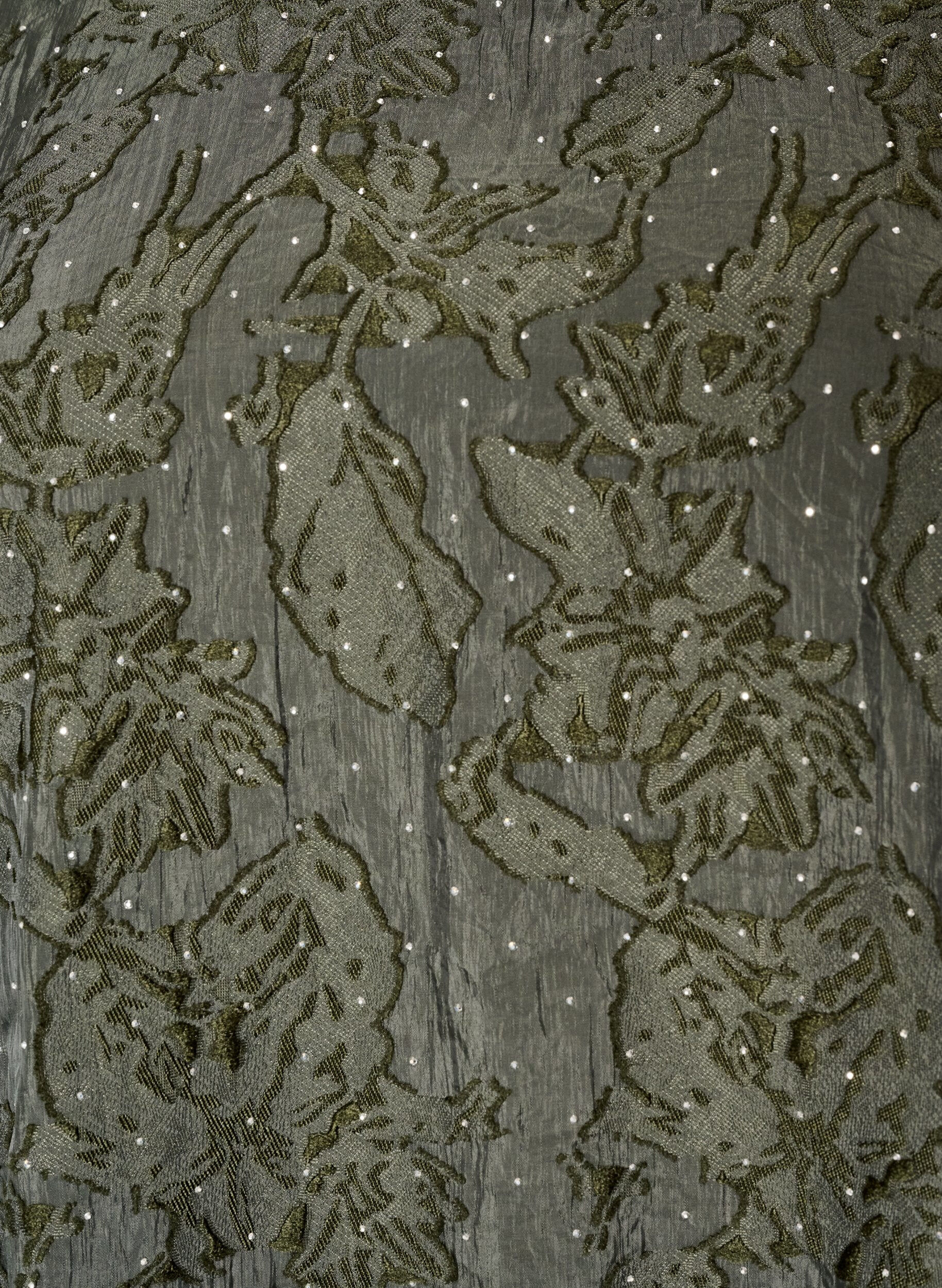 ZizzifashionJacquard dress with sparkly details and puff sleeves, Green, Packshot image number 2