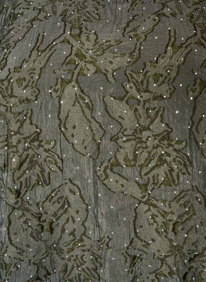 Jacquard dress with sparkly details and puff sleeves, Green, Packshot image number 2