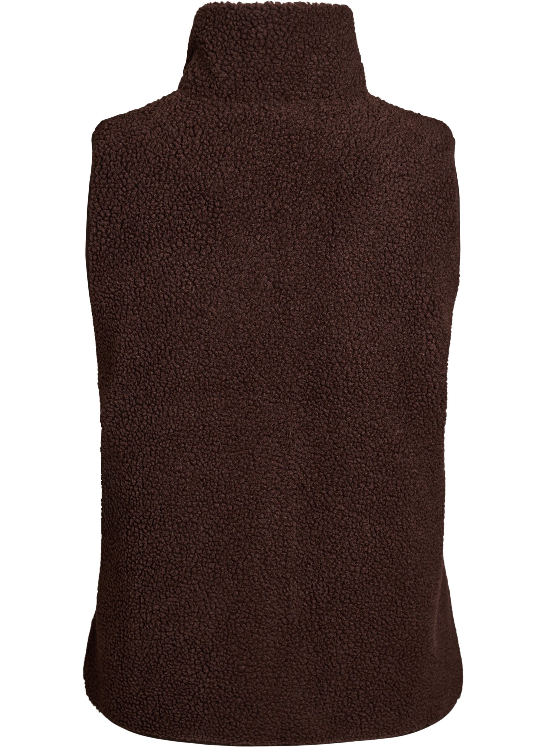 Zizzifashion Teddy fleece gilet with zipper and pockets, Brown, Packshot image number 1