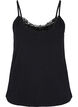 Cotton night top with lace trim, Black, Packshot image number 0