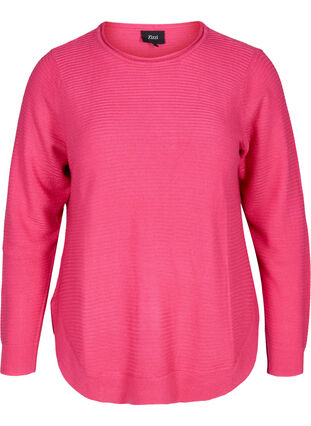 Knitted blouse with round neckline, Hot Pink, Packshot image number 0