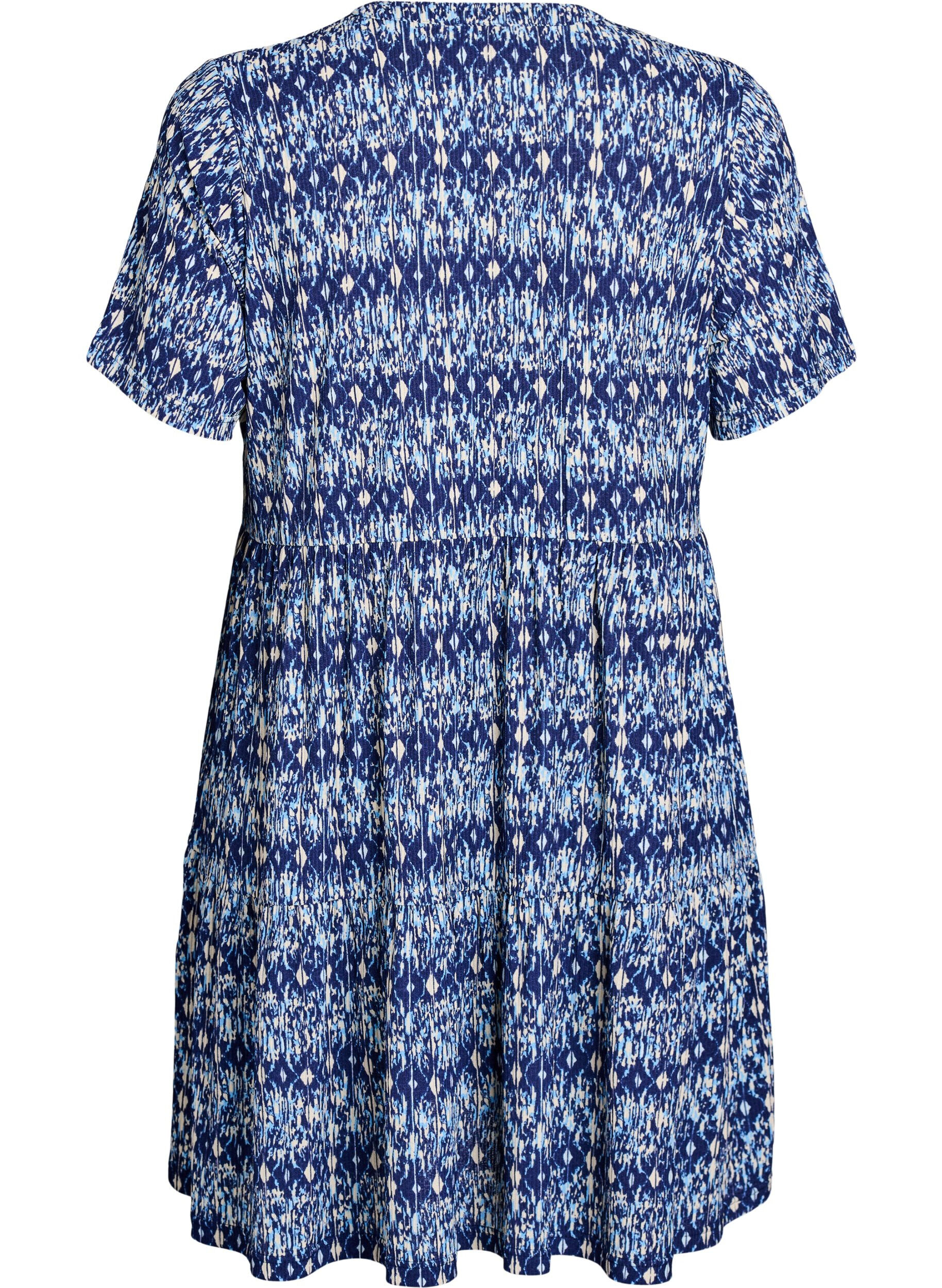 Zizzifashion Patterned dress with panels, Blue, Packshot image number 1