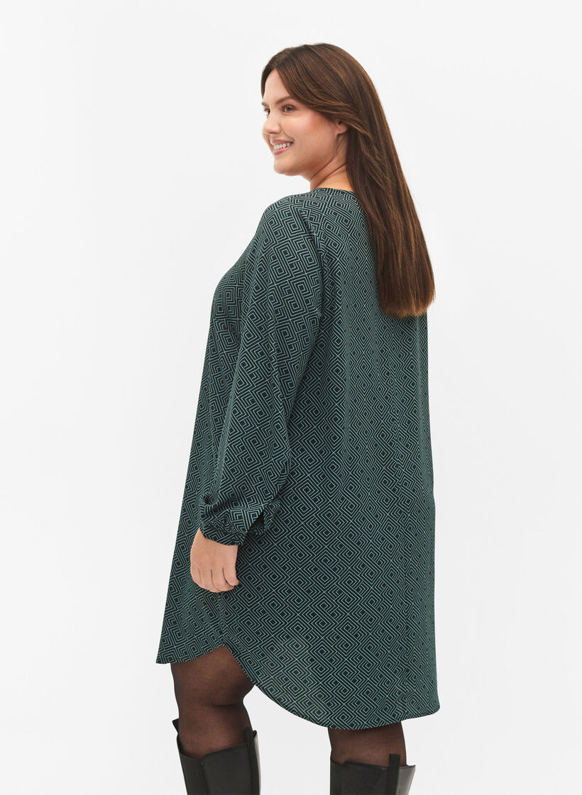 V-neck dress with print, Scarab Graphic AOP, Model image number 1