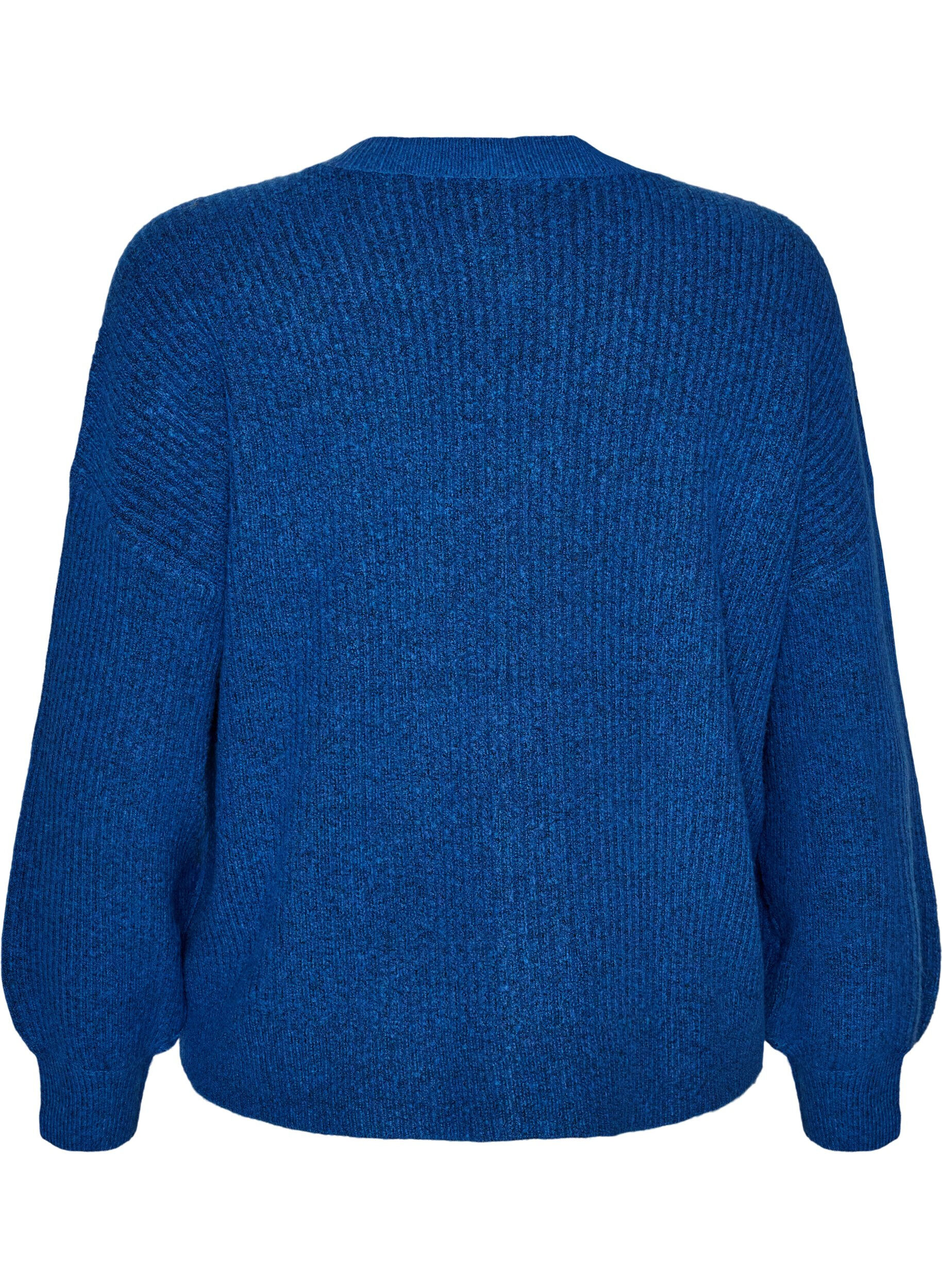 ZizzifashionRib knit cardigan with buttons, Blue, Packshot image number 1
