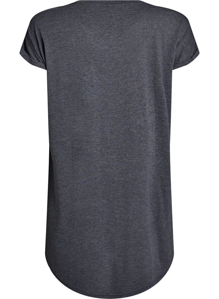 Short sleeve nightgown with text print, Black, Packshot image number 1