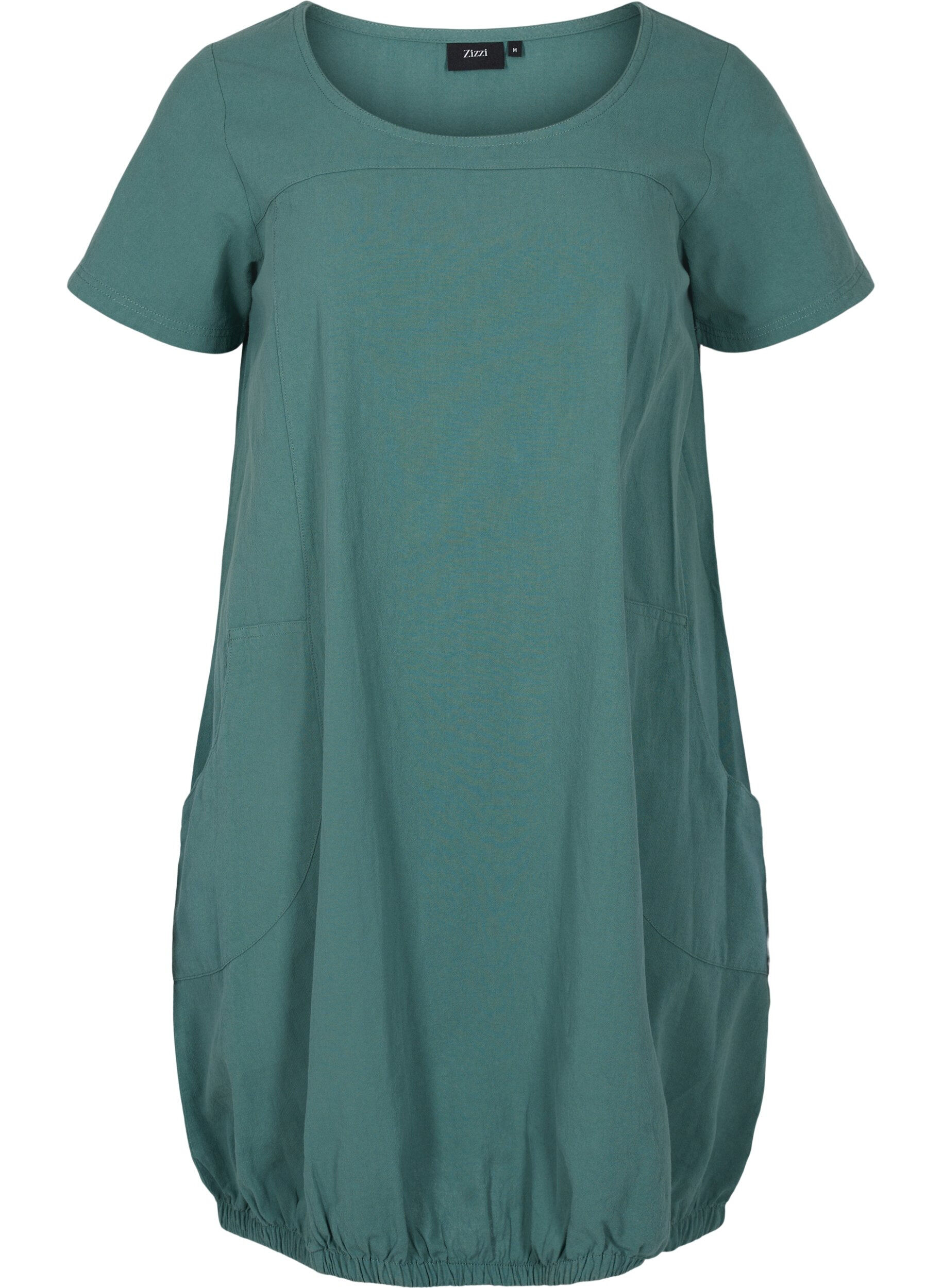 Zizzifashion Short-sleeved cotton dress, Green, Packshot image number 0