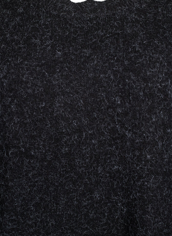 Short knitted dress with wavy hem and slits, Dark Grey, Packshot image number 2
