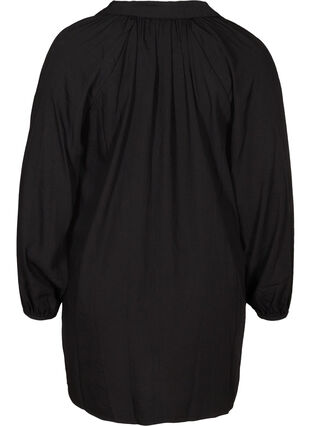 Long-sleeved tunic with a V-neck, Black, Packshot image number 1