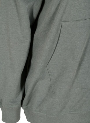 Sweat cardigan with hood and pocket, Balsam Green Mel, Packshot image number 3