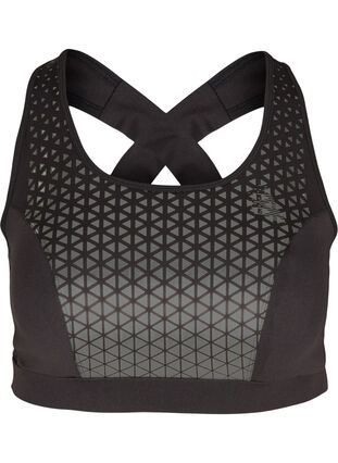 Sports bra with print details, Black, Packshot image number 0