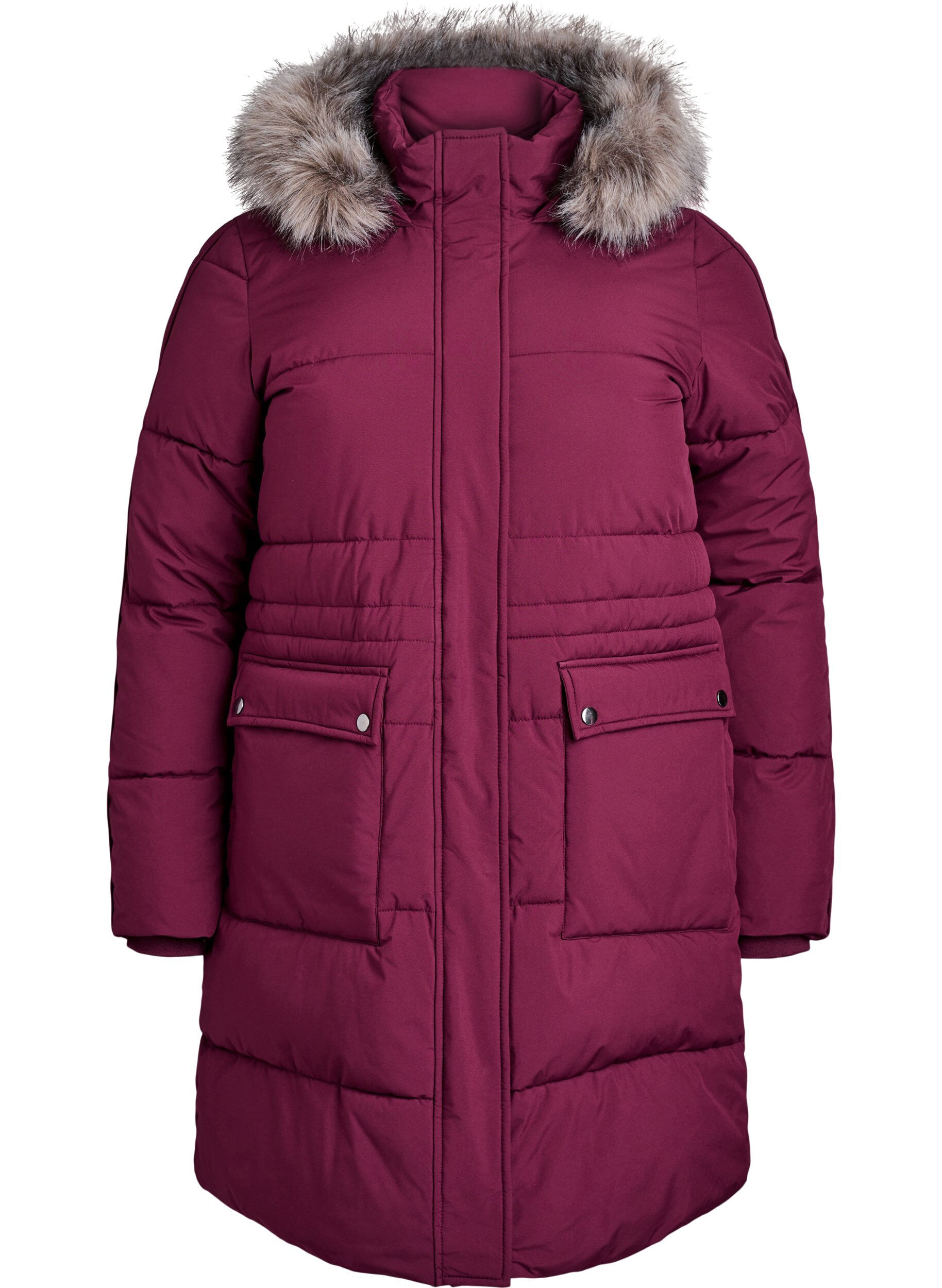 Water-repellent parka with faux fur Collar