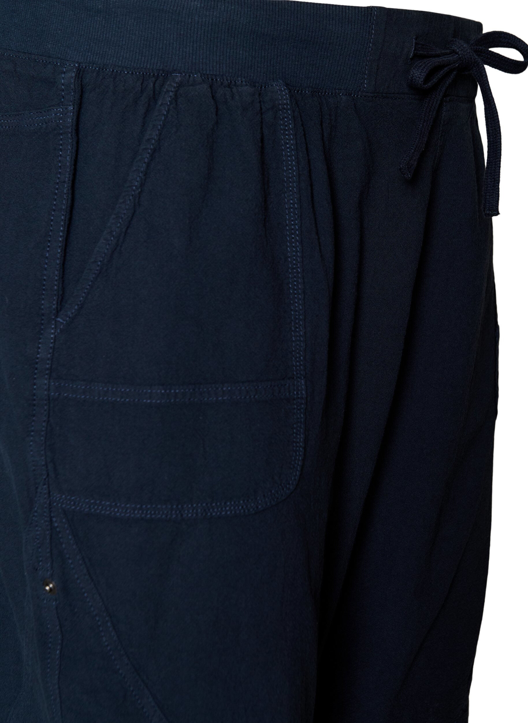 Zizzifashion Loose cotton shorts with pockets, Blue, Packshot image number 2
