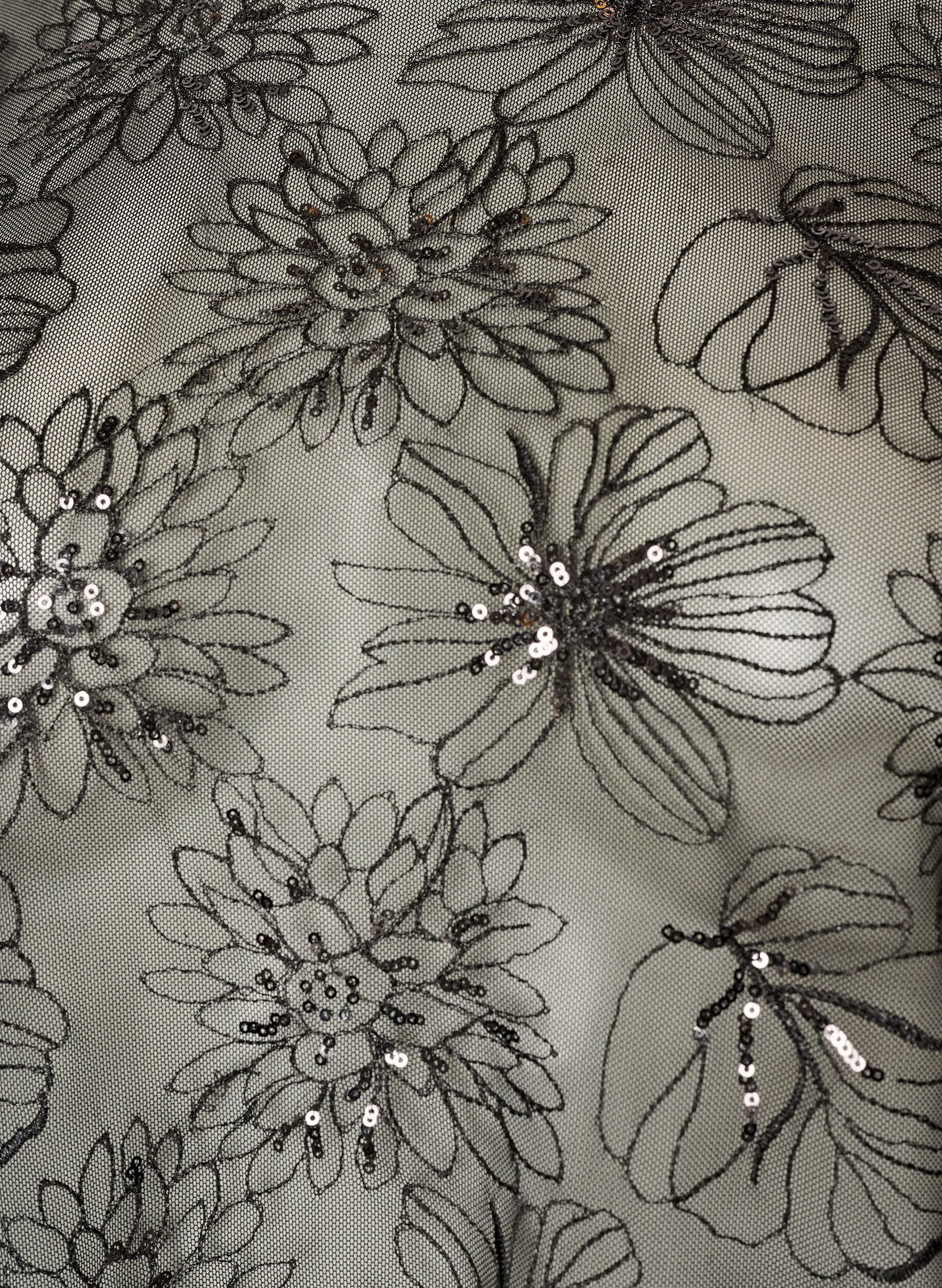 ZizzifashionMesh blouse with flowers and sequins, Black, Packshot image number 2