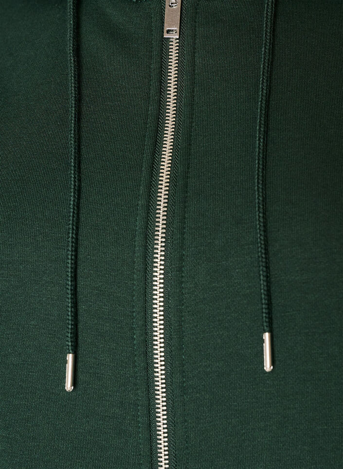 Hooded sweatshirt with a zip and pockets, Green, Packshot image number 2