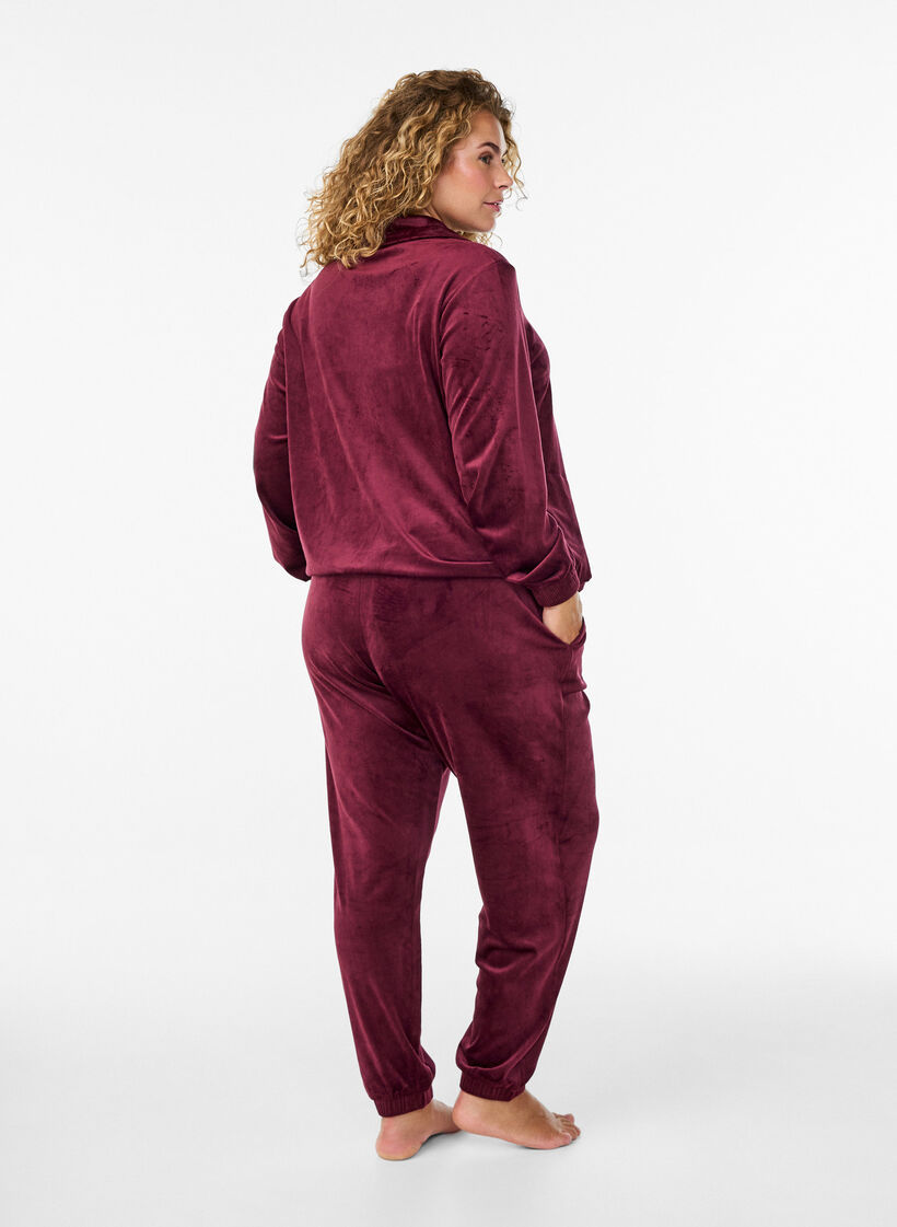 Loose velvet trousers, Red, Model image number 1