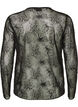 Mesh blouse with flowers and sequins, Black, Packshot image number 1