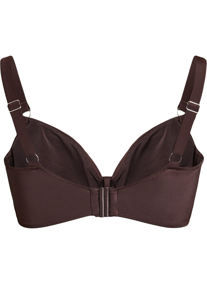Underwire bikini bra with draping, Brown, Packshot image number 1