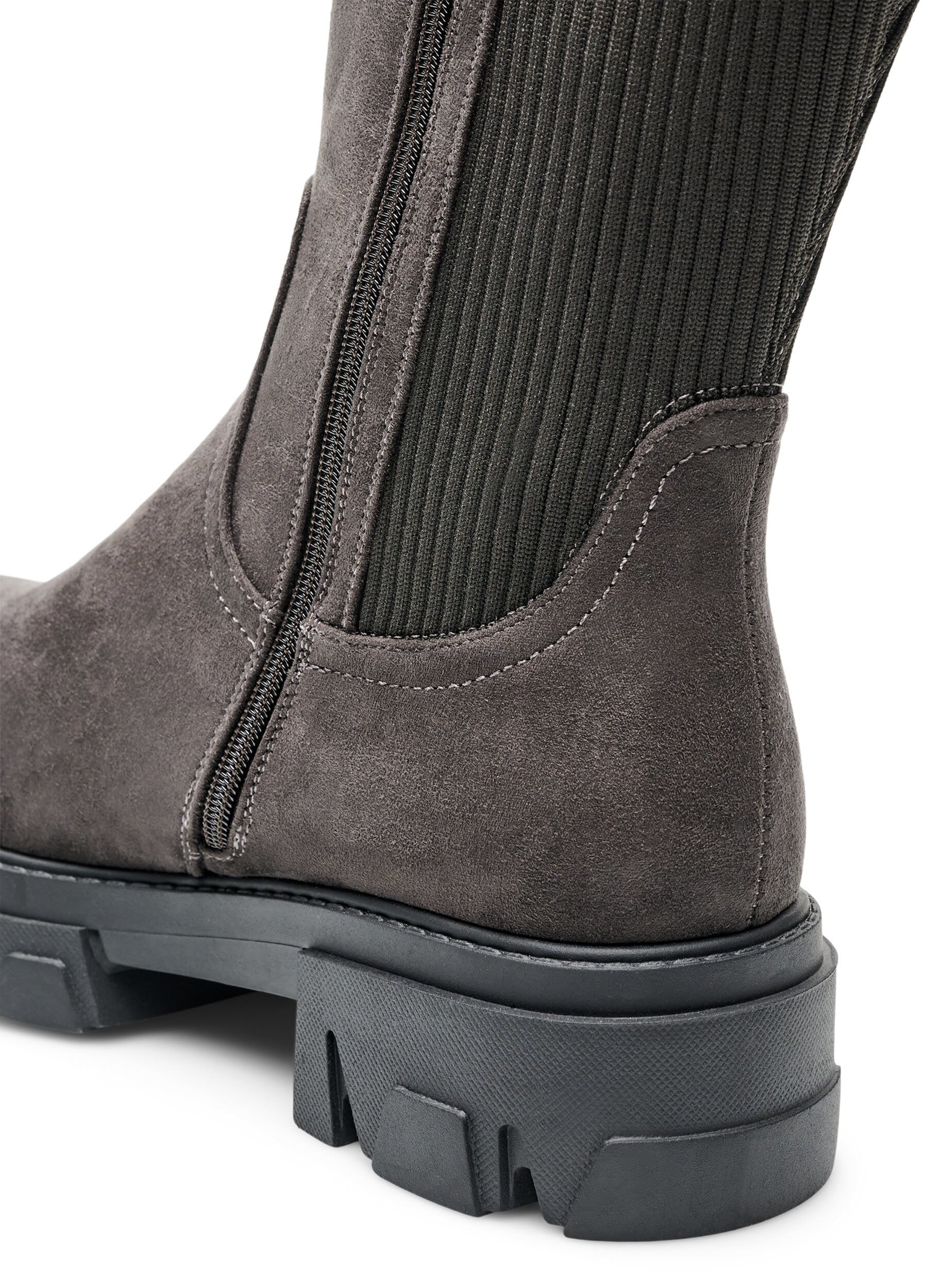 ZizzifashionLong boot with a ribbed elasticated shaft and chunky sole, Brown, Packshot image number 4