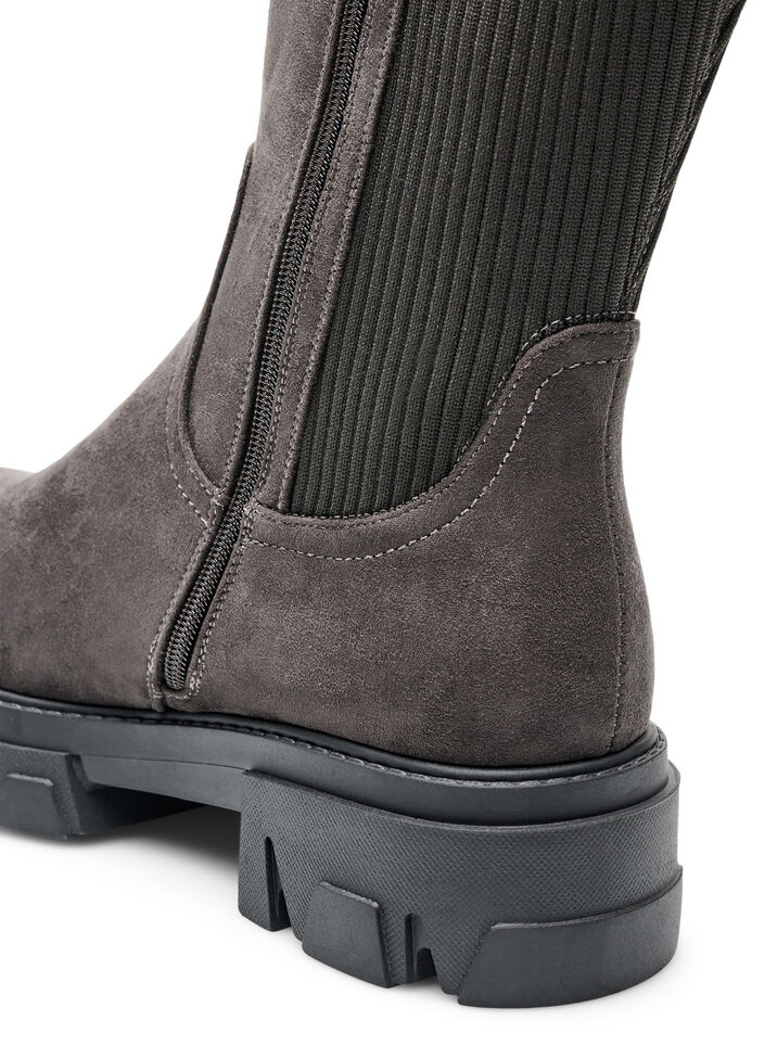 Long boot with a ribbed elasticated shaft and chunky sole, Brown, Packshot image number 4