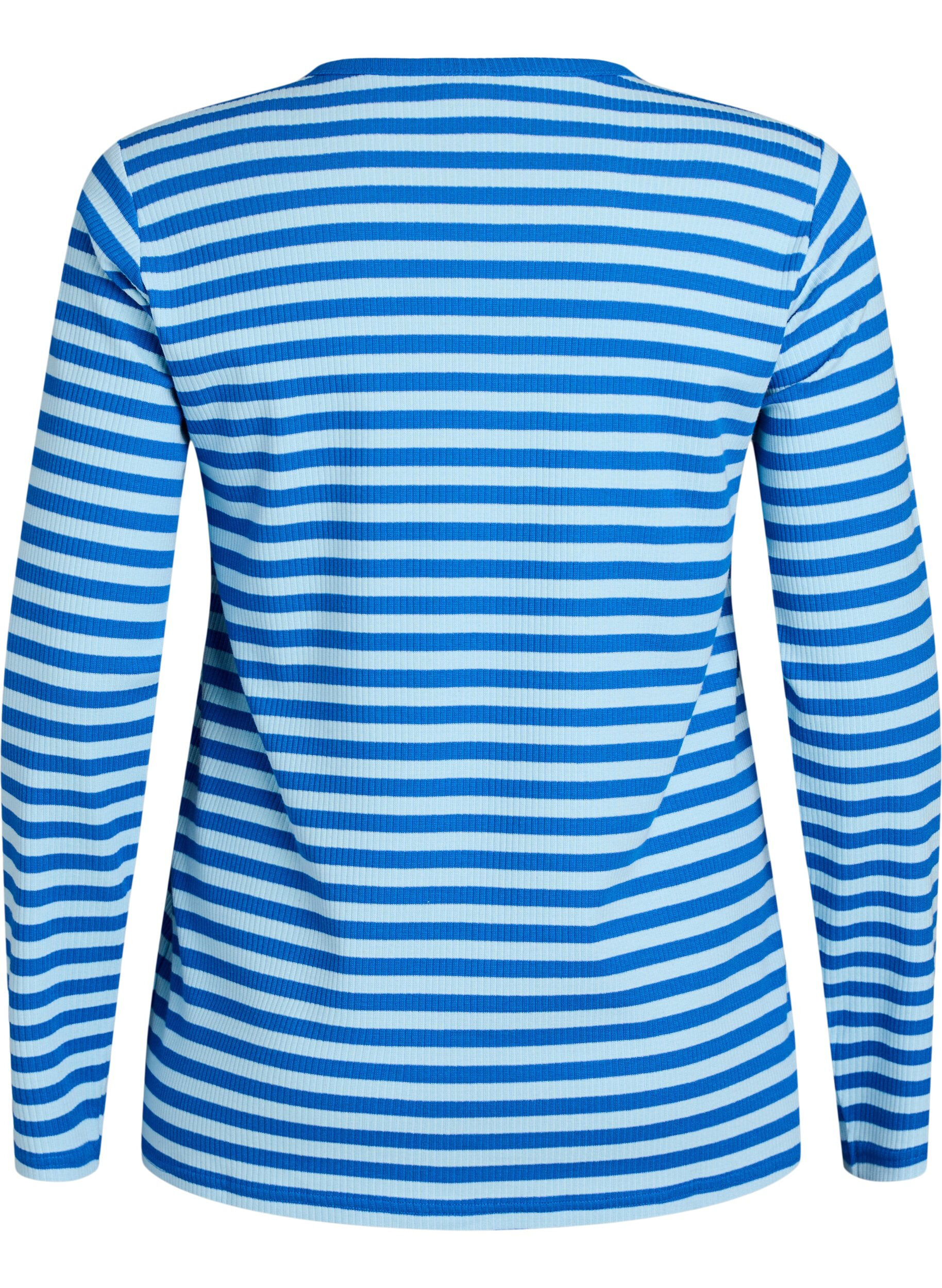 ZizzifashionStriped blouse with long sleeves, Light Blue, Packshot image number 1