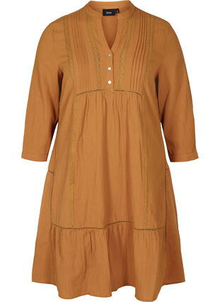 Cotton A-line dress, Chipmunk, Packshot image number 0