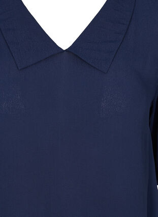 Viscose blouse with V-neckline and collar, Navy Blazer, Packshot image number 2