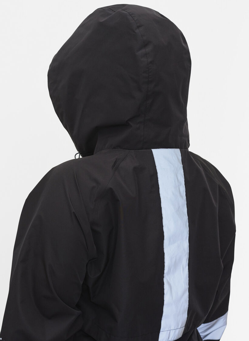 Rain jacket with reflective details, Black, Model image number 3