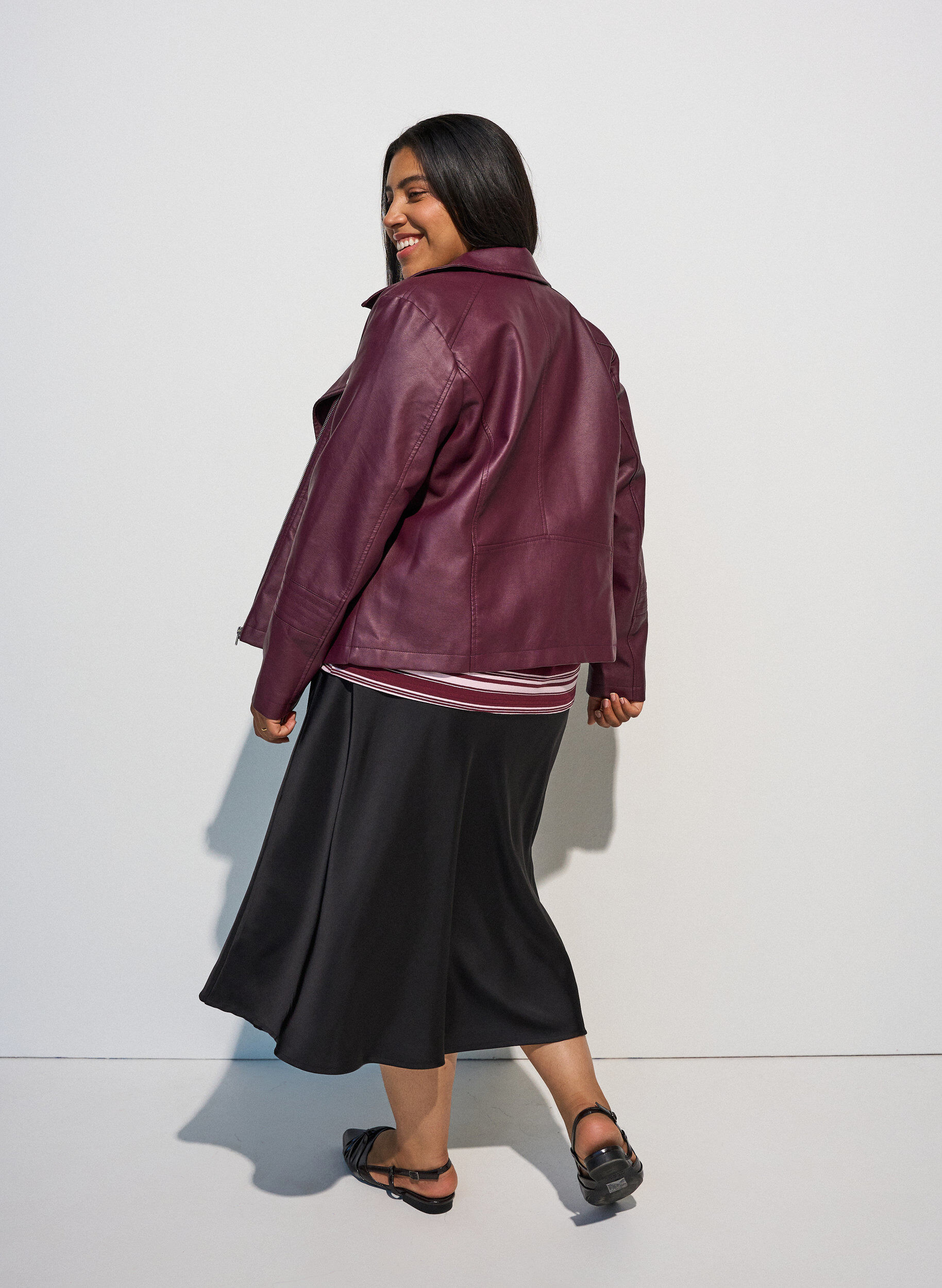 ZizzifashionSatin midi skirt, Black, Model image number 2